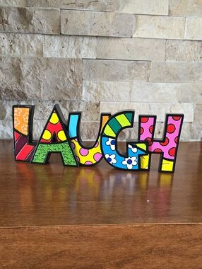 Romero Britto "LAUGH" 2011 Word Art Sculpture Figurine Pop Art Signed Giftcraft